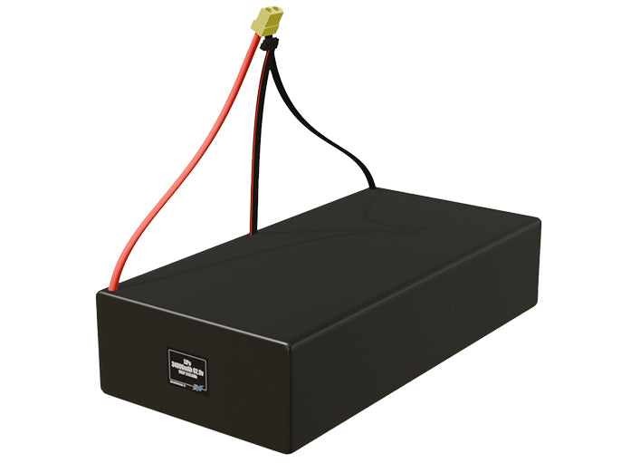Angled product render of the 34000mAh 34-cell LiPo pack. A lightweight energy source for UAV, drone, and robotic builds.