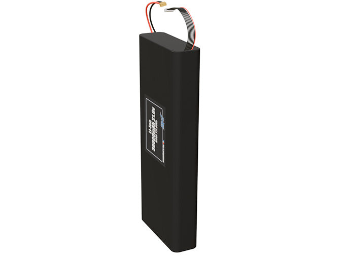 Angled product render of the 36000mAh 48-cell Lithium-ion end to end pack. A lightweight energy source for UAV, drone, and robotic builds.