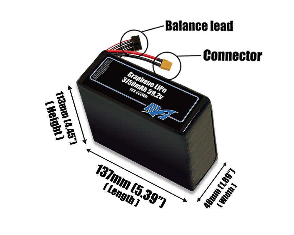 Graphene LiPo 3750mAh 16S 59.2v Battery Pack