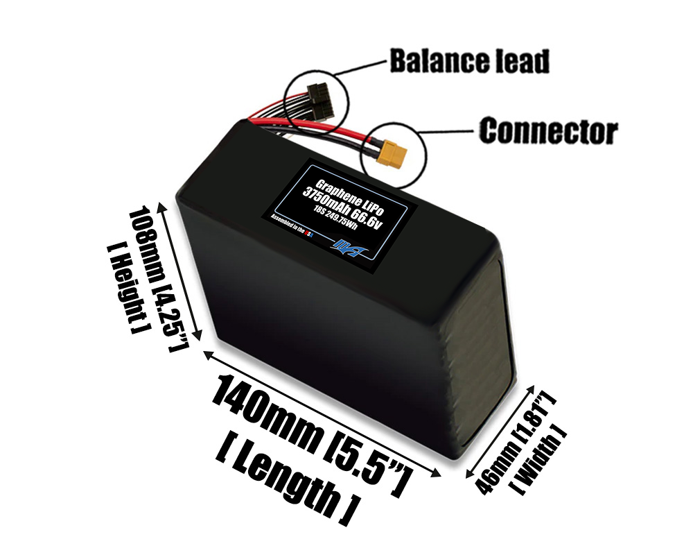 Graphene LiPo 3750mAh 18S 66.6v Battery Pack