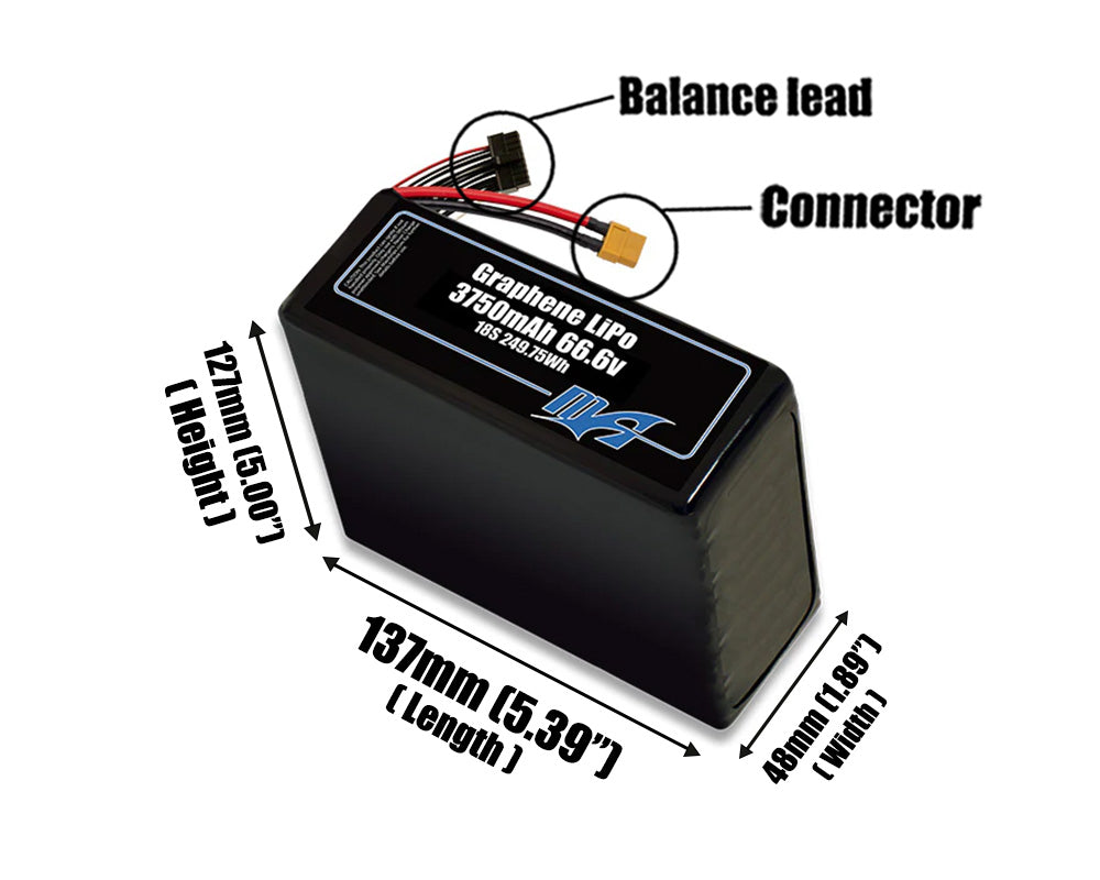 Graphene LiPo 3750mAh 18S 66.6v Battery Pack