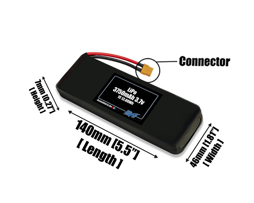 Graphene LiPo 3750mAh 1S 3.7v Battery Pack