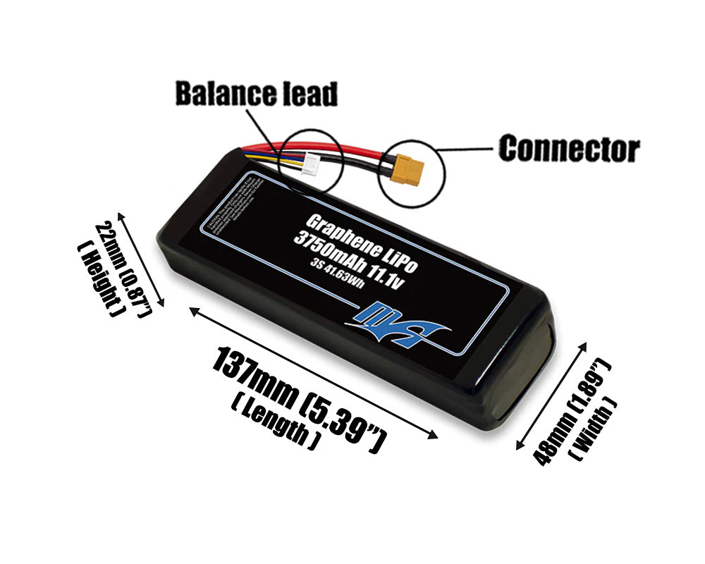 Graphene LiPo 3750mAh 3S 11.1v Battery Pack