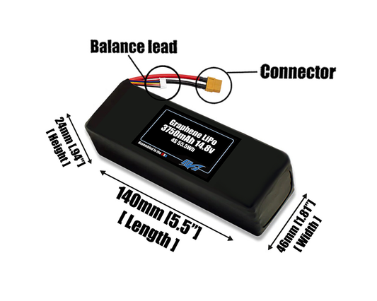 Graphene LiPo 3750mAh 4S 14.8v Battery Pack