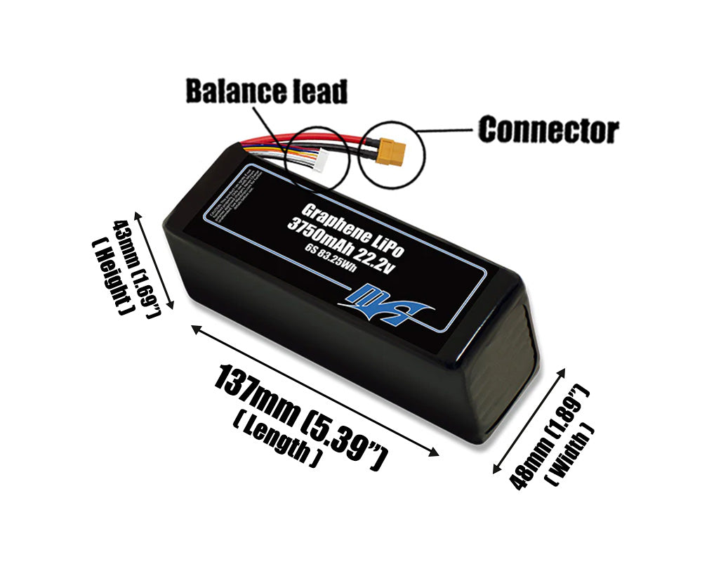 Graphene LiPo 3750mAh 6S 22.2v Battery Pack