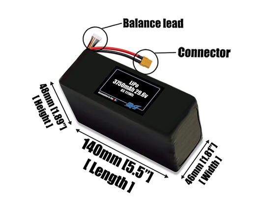 Graphene LiPo 3750mAh 8S 29.6v Battery Pack