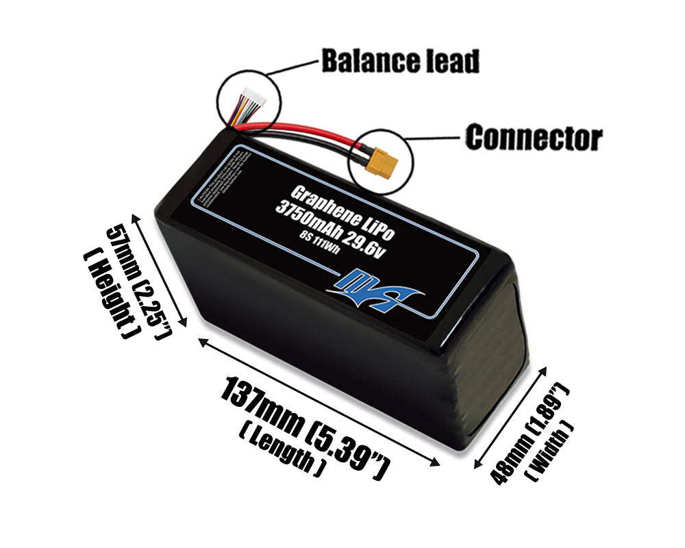 Graphene LiPo 3750mAh 8S 29.6v Battery Pack