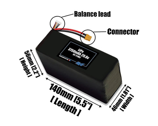 Graphene LiPo 3750mAh 8S 29.6v Battery Pack