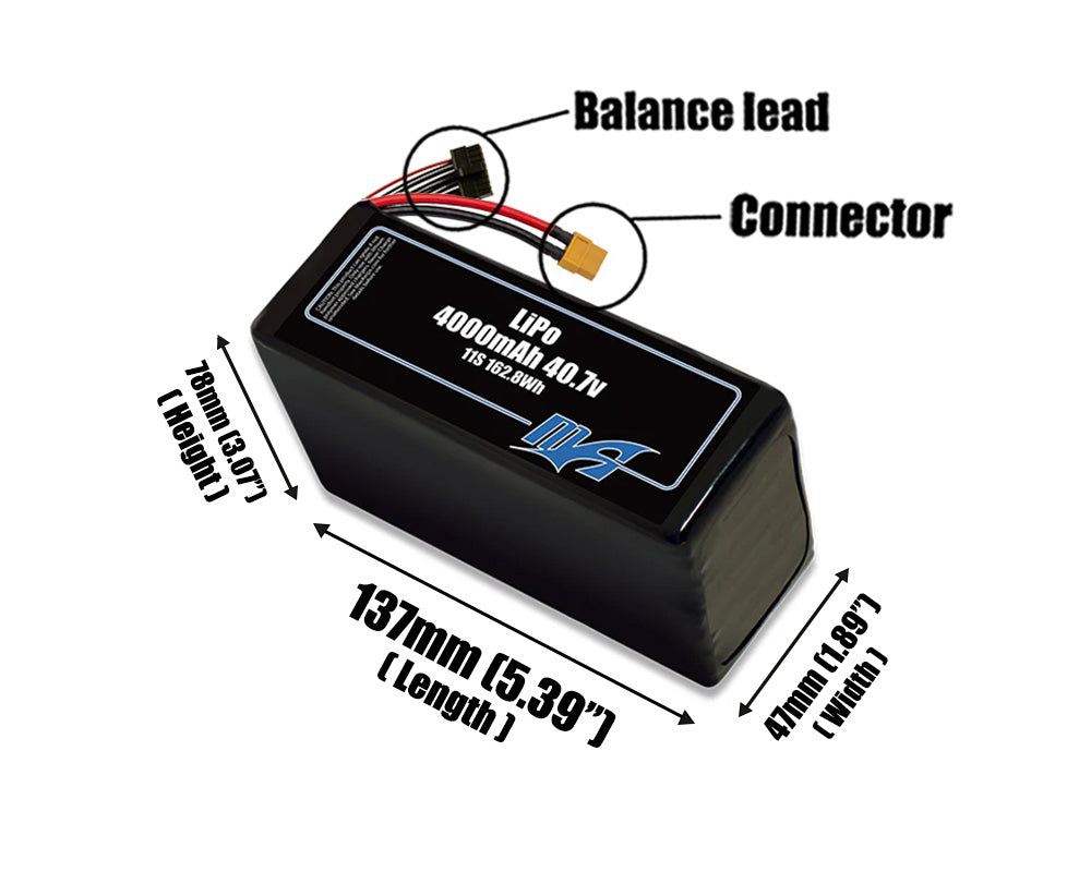 LiPo 4000mAh 11S 40.7v Battery Pack