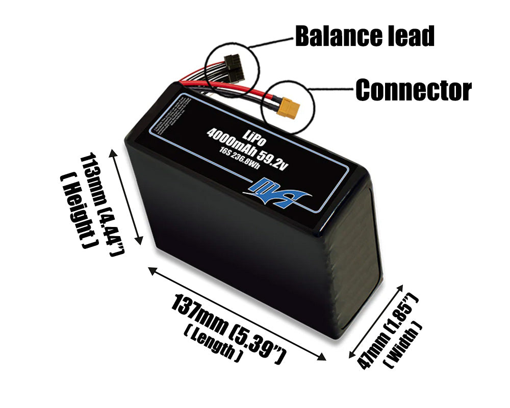 LiPo 4000mAh 16S 59.2v Battery Pack