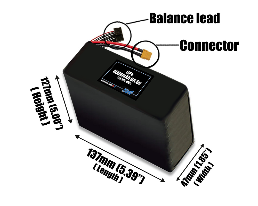 LiPo 4000mAh 18S 66.6v Battery Pack