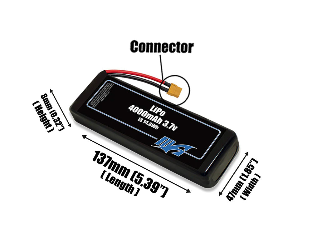 LiPo 4000mAh 1S 3.7v Battery Pack