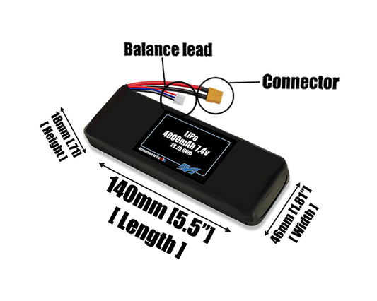 LiPo 4000mAh 2S 7.4v Battery Pack