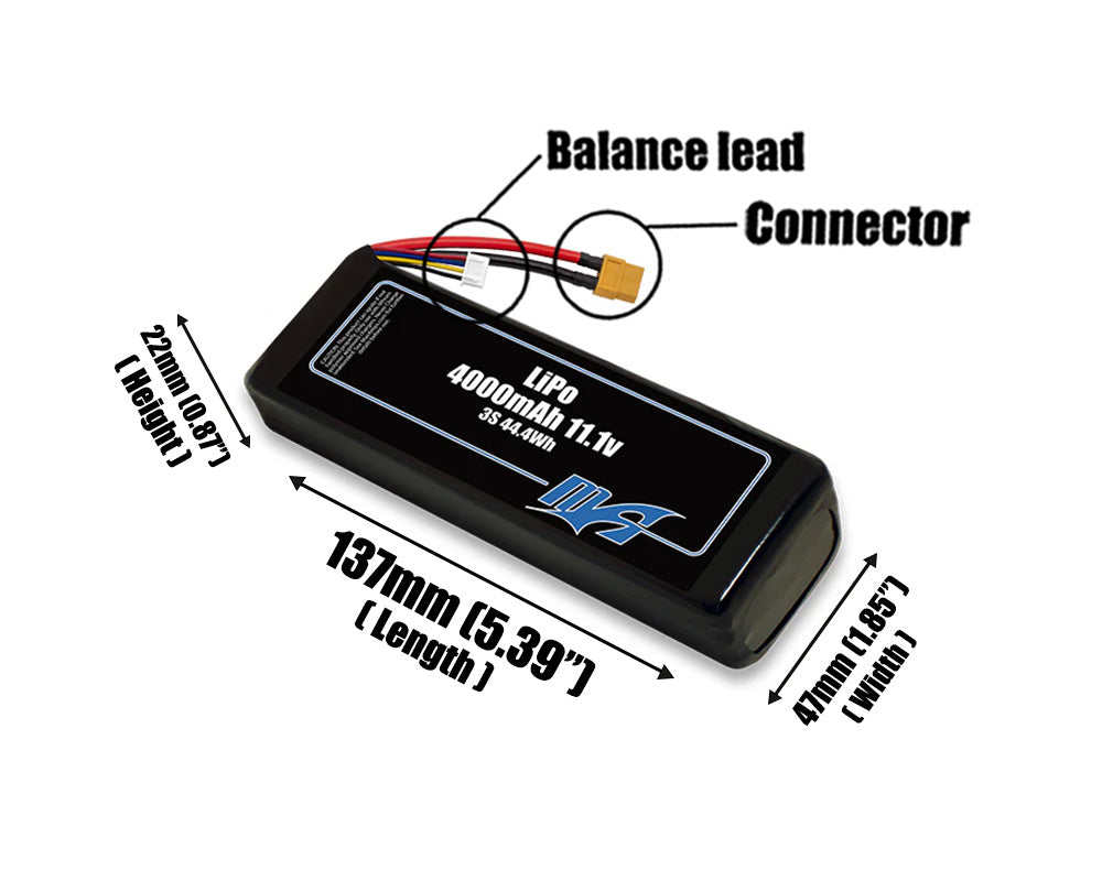 LiPo 4000mAh 3S 11.1v Battery Pack