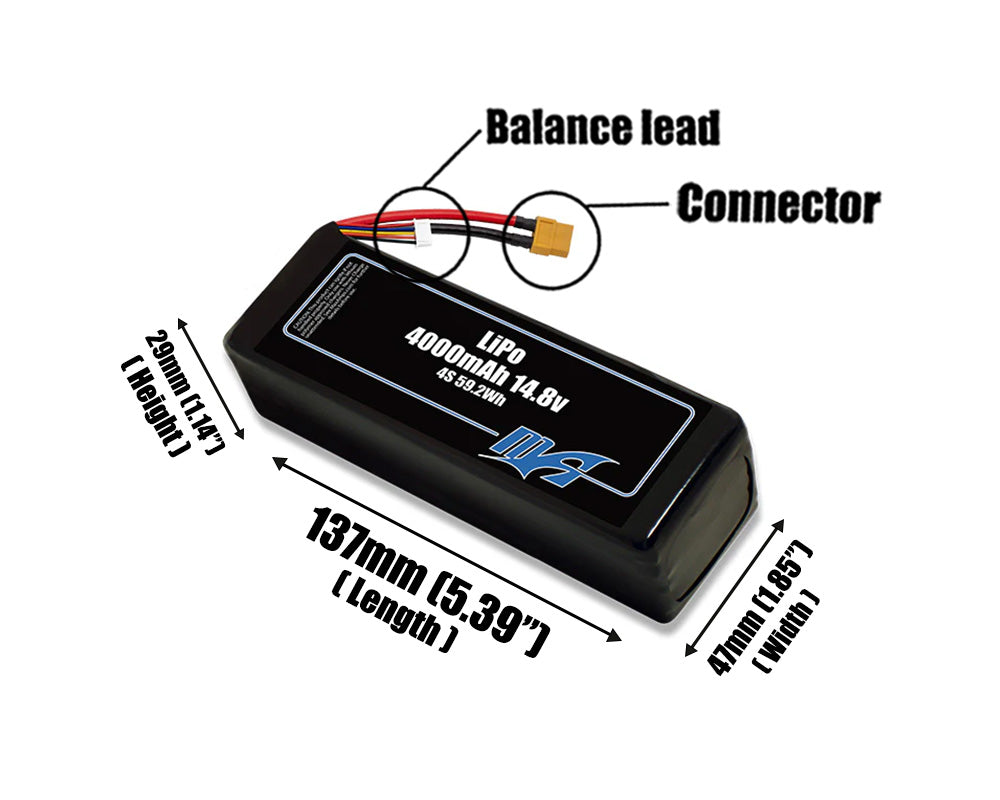 LiPo 4000mAh 4S 14.8v Battery Pack