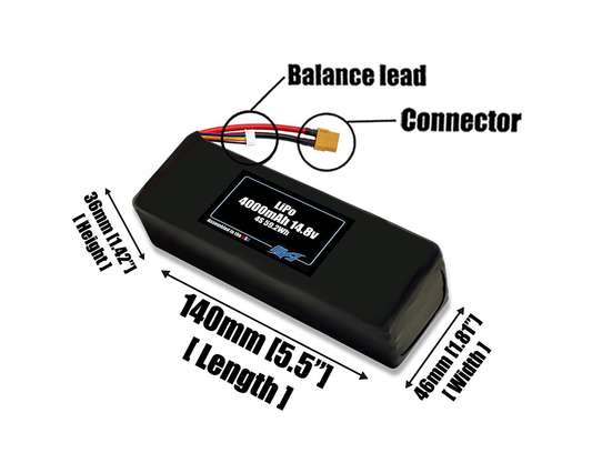 LiPo 4000mAh 4S 14.8v Battery Pack