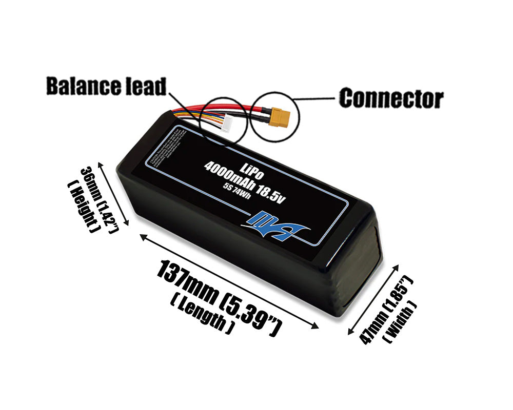 LiPo 4000mAh 5S 18.5v Battery Pack