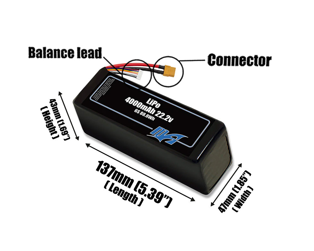 LiPo 4000mAh 6S 22.2v Battery Pack