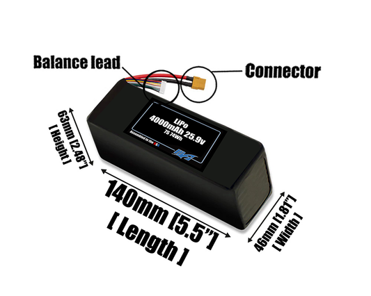 LiPo 4000mAh 7S 25.9v Battery Pack