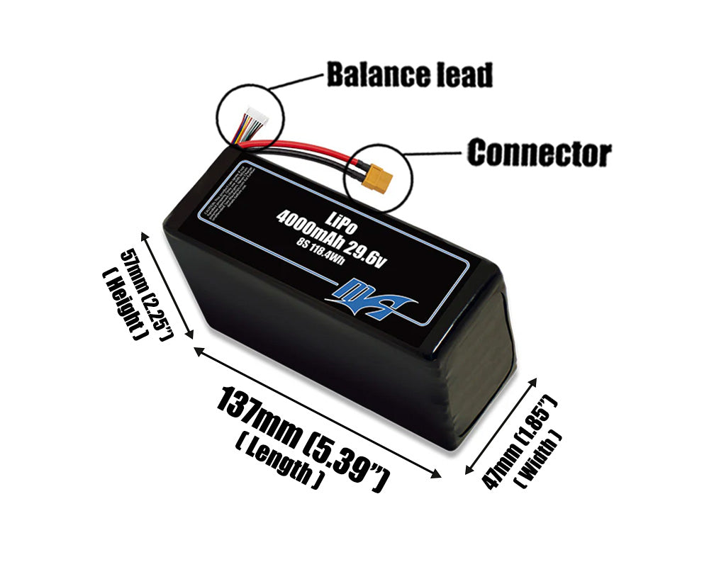 LiPo 4000mAh 8S 29.6v Battery Pack