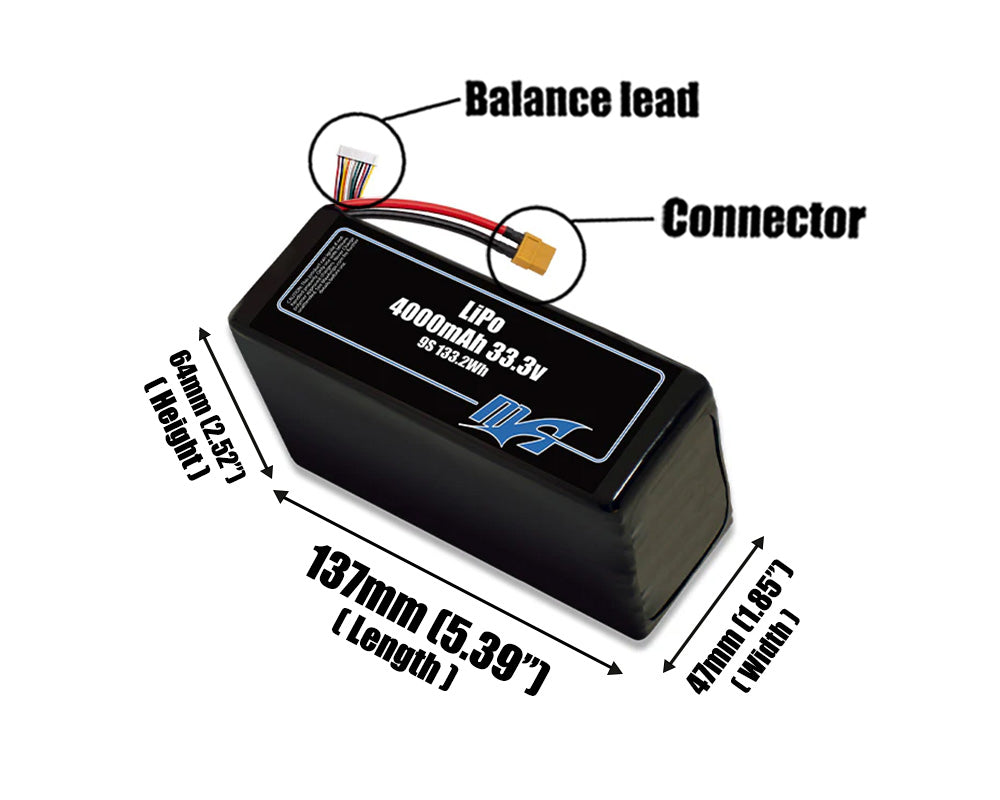 LiPo 4000mAh 9S 33.3v Battery Pack