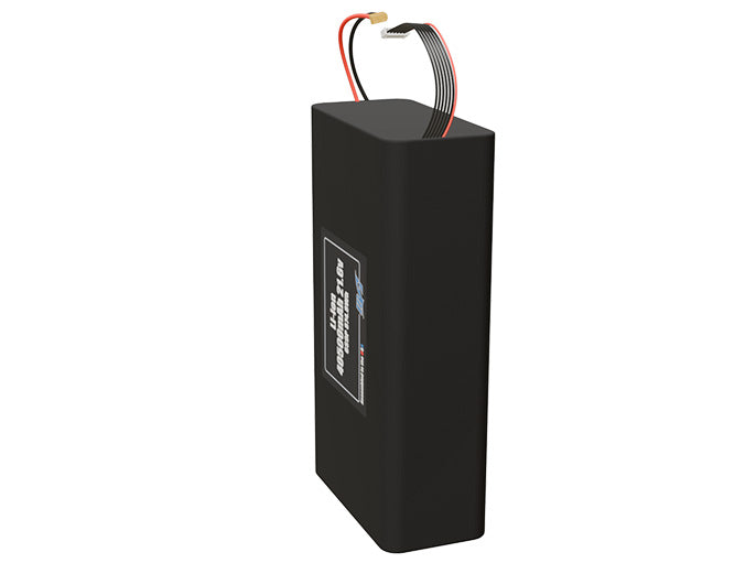 Angled product render of the 40500mAh 54-cell Lithium-ion pack. A lightweight energy source for UAV, drone, and robotic builds.