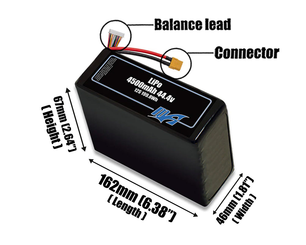 LiPo 4500mAh 12S 44.4v Battery Pack