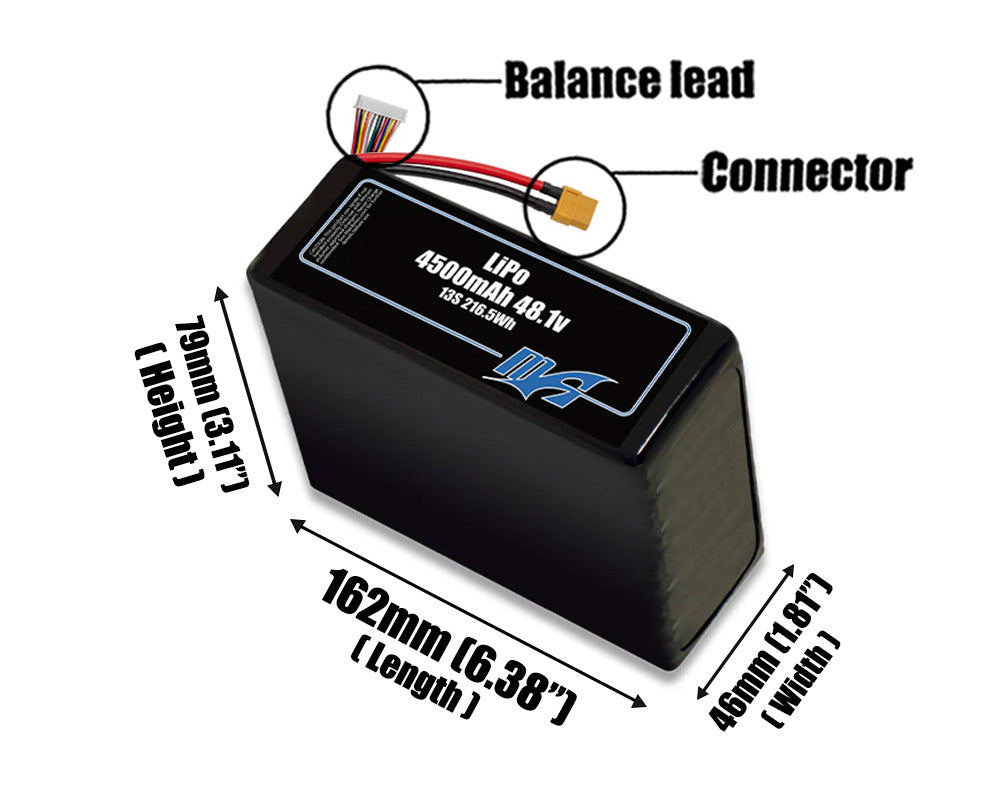 LiPo 4500mAh 13S 48.1v Battery Pack