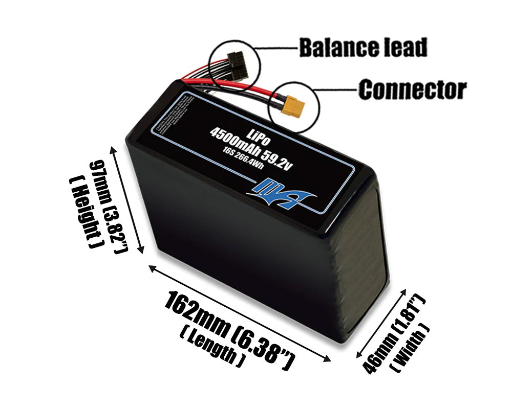 LiPo 4500mAh 16S 59.2v Battery Pack