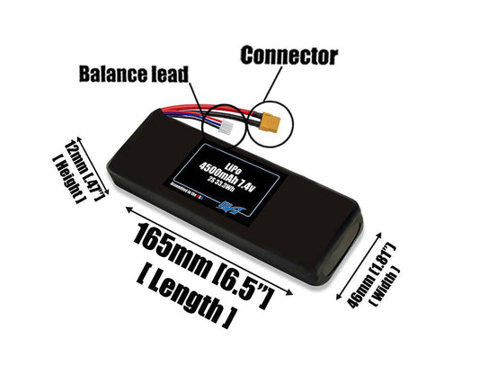 LiPo 4500mAh 2S 7.4v Battery Pack