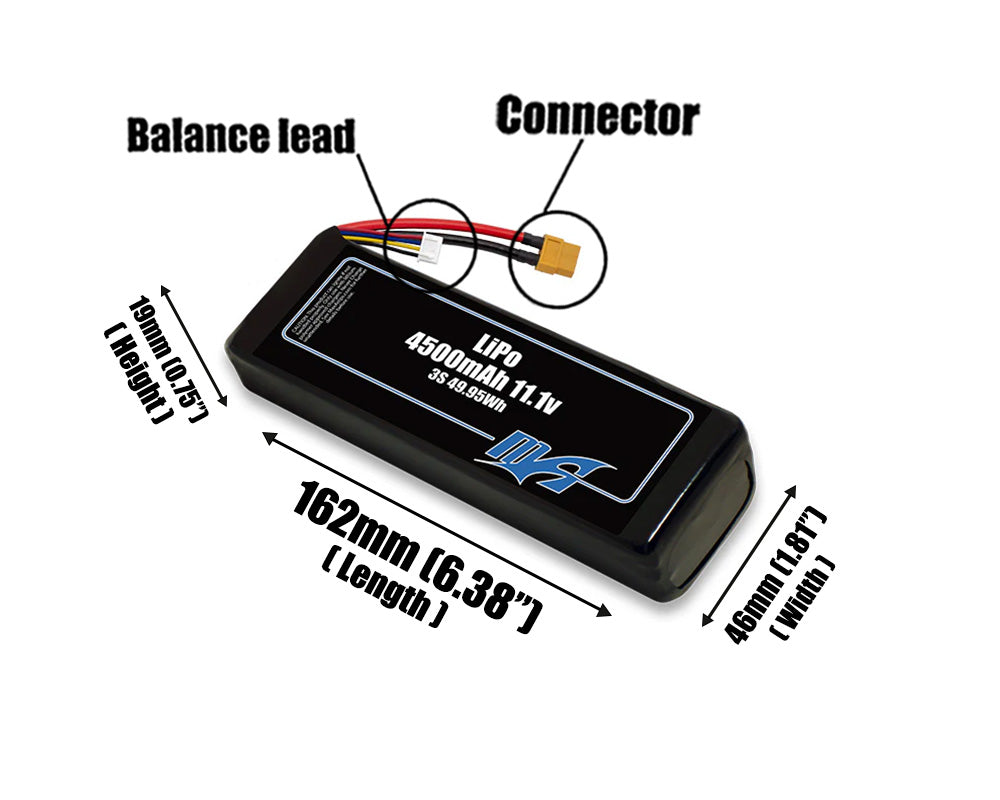 LiPo 4500mAh 3S 11.1v Battery Pack