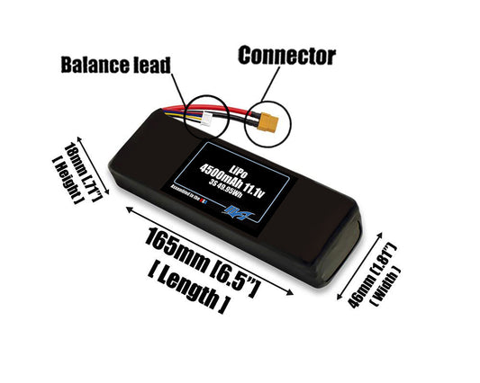 LiPo 4500mAh 3S 11.1v Battery Pack