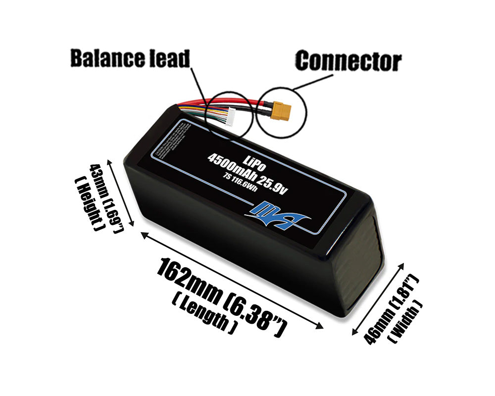 LiPo 4500mAh 7S 25.9v Battery Pack