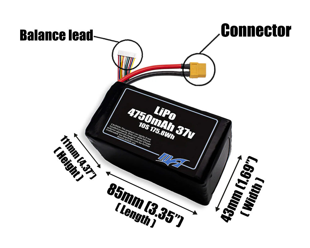 LiPo 4750mAh 10S 37v Battery Pack