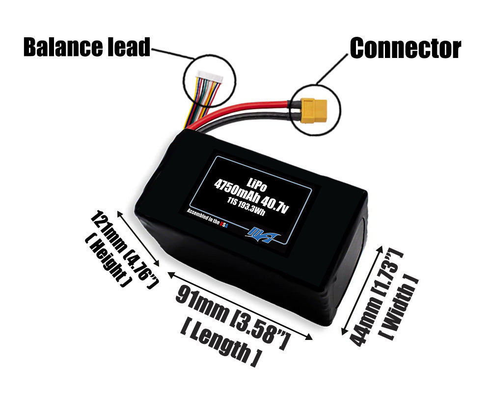 LiPo 4750mAh 11S 40.7v Battery Pack