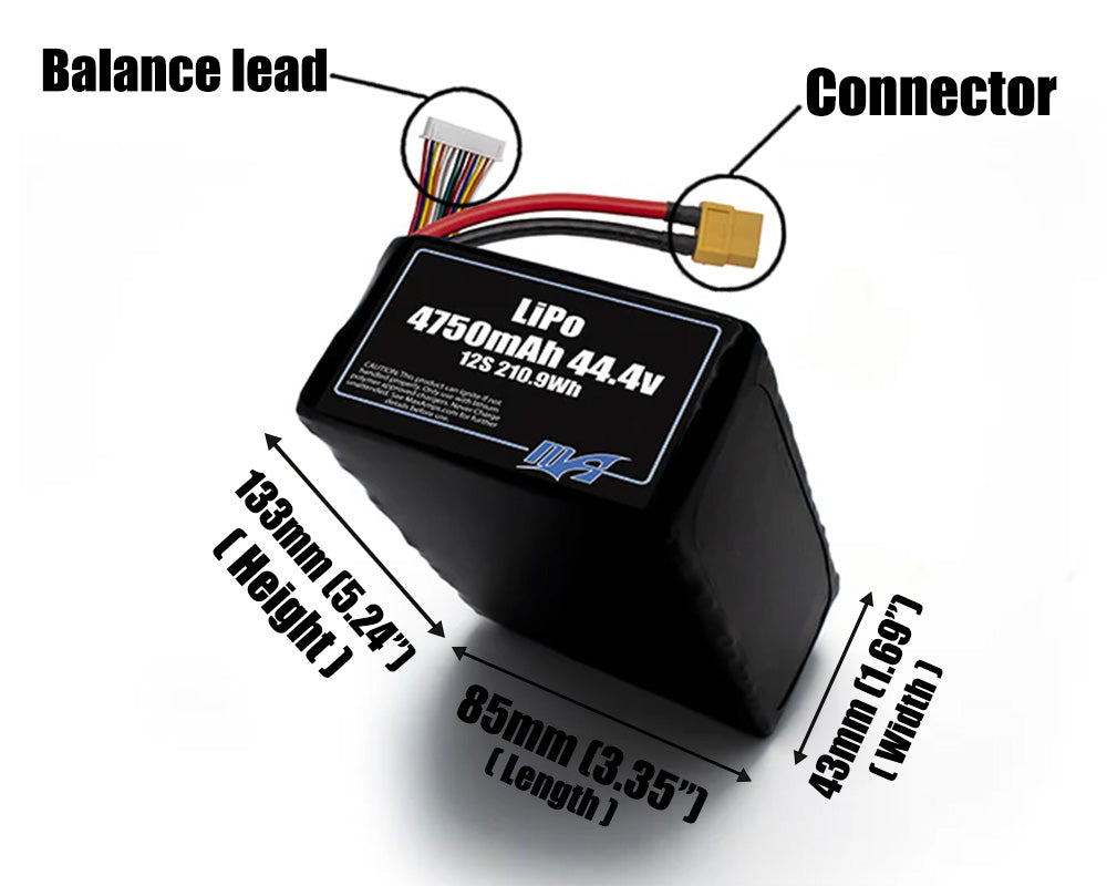 LiPo 4750mAh 12S2P 44.4v Battery Pack