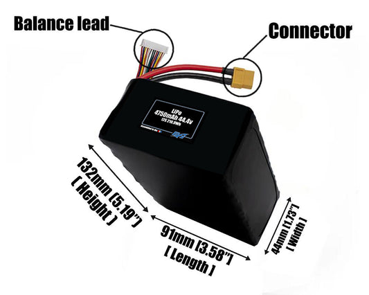 LiPo 4750mAh 12S 44.4v Battery Pack