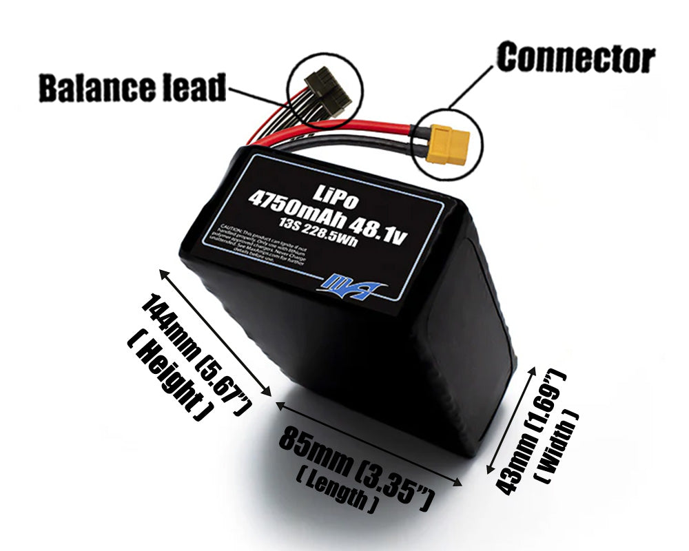 LiPo 4750mAh 13S2P 48.1v Battery Pack