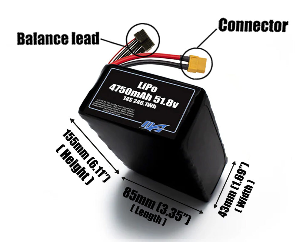 LiPo 4750mAh 14S2P 51.8v Battery Pack