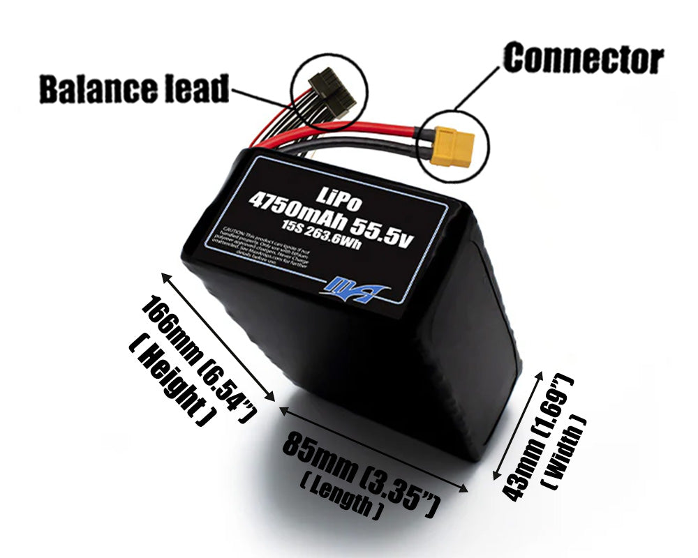 LiPo 4750mAh 15S2P 55.5v Battery Pack