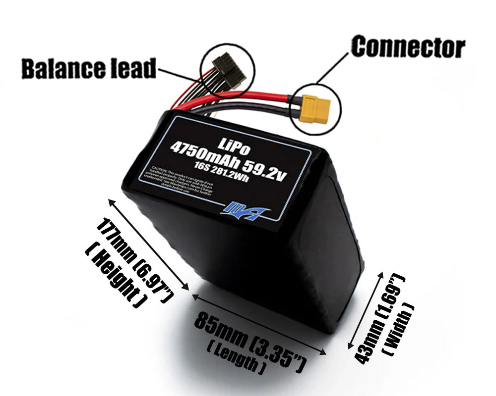 LiPo 4750mAh 16S2P 59.2v Battery Pack