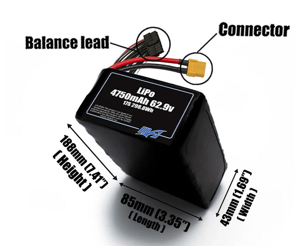 LiPo 4750mAh 17S2P 62.9v Battery Pack