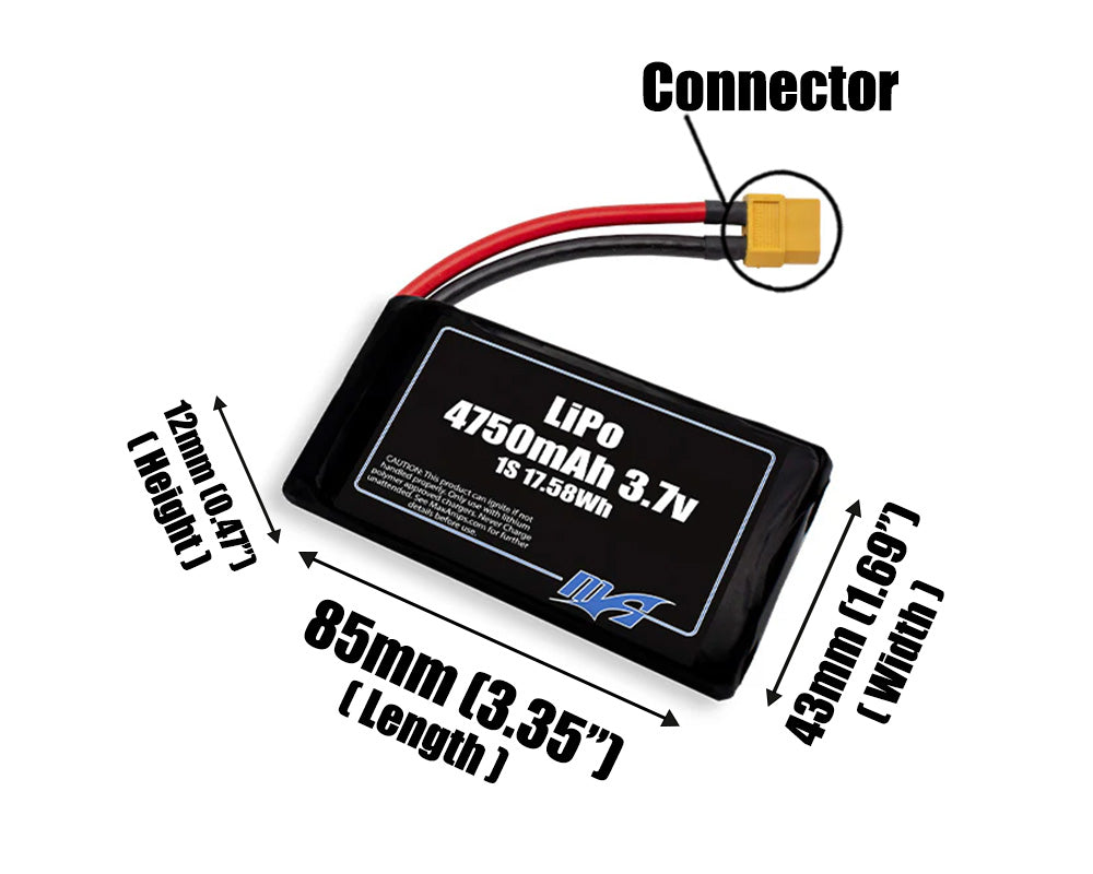 LiPo 4750mAh 1S2P 3.7v Battery Pack