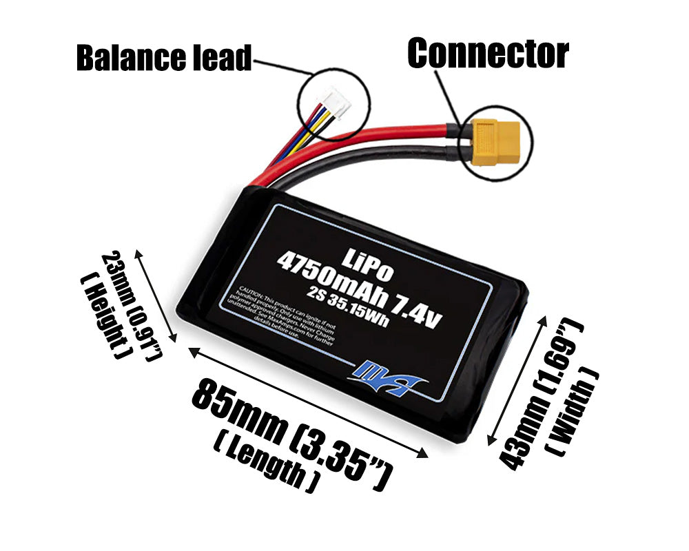 LiPo 4750mAh 2S2P 7.4v Battery Pack