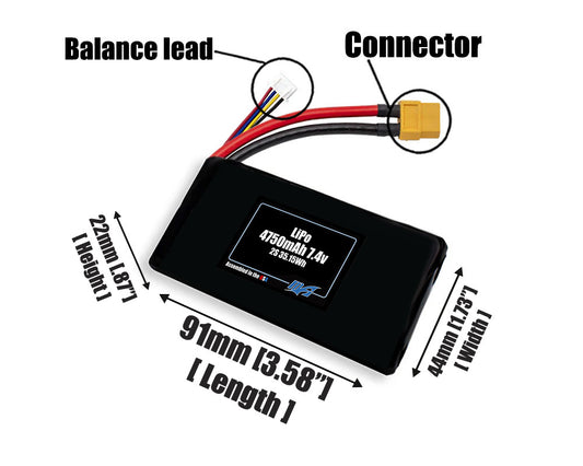 LiPo 4750mAh 2S 7.4v Battery Pack