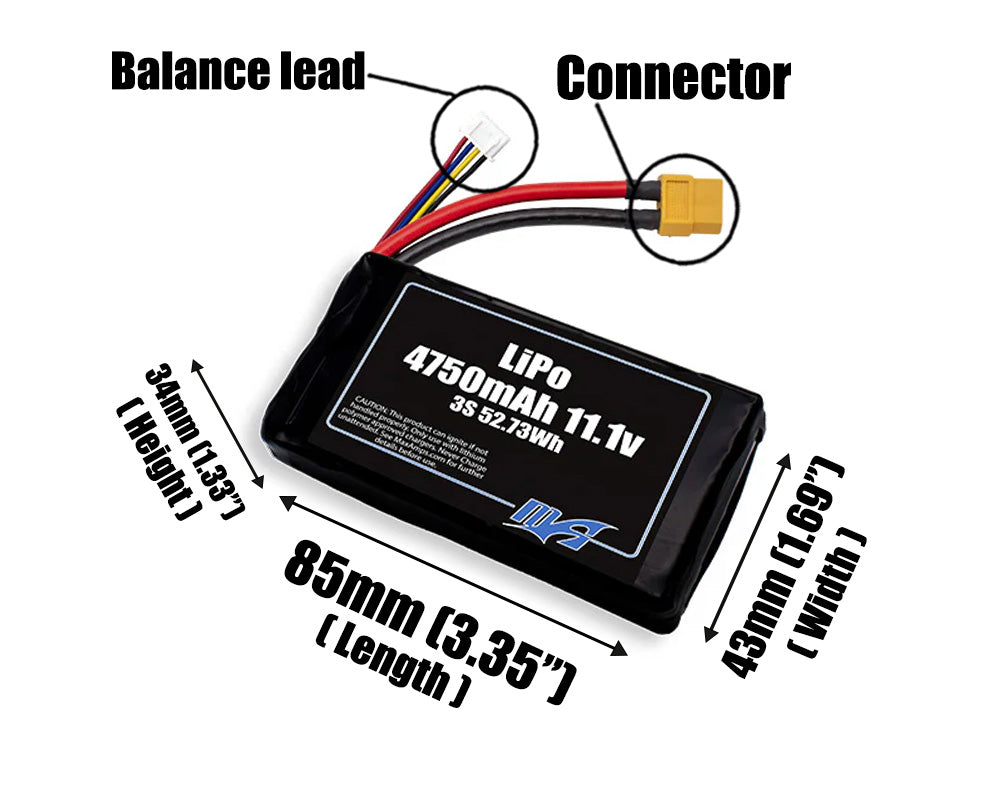 LiPo 4750mAh 3S 11.1v Battery Pack