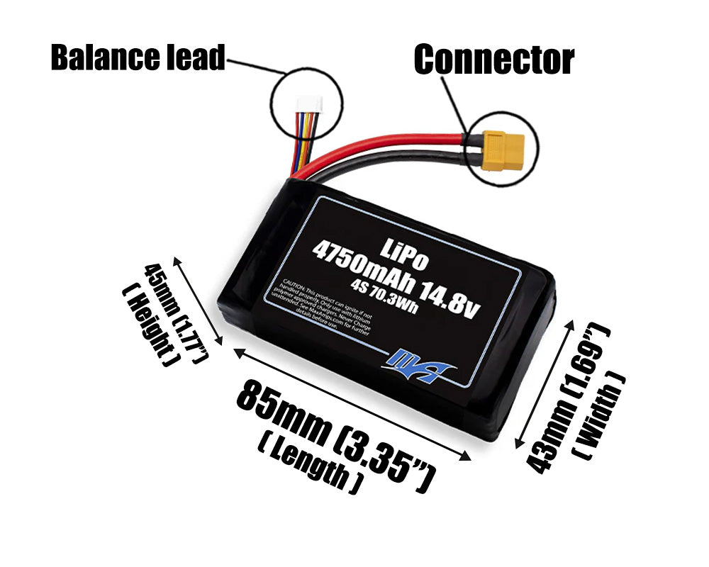 LiPo 4750mAh 4S2P 14.8v Battery Pack