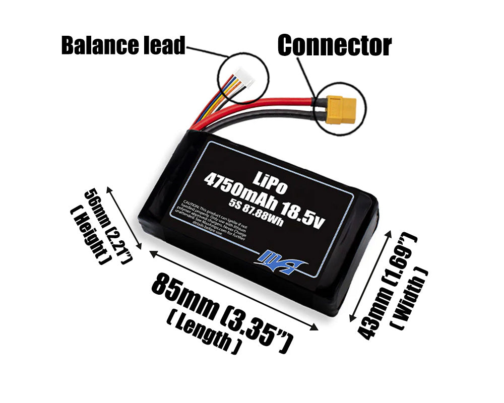 LiPo 4750mAh 5S 18.5v Battery Pack