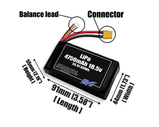 LiPo 4750mAh 5S 18.5v Battery Pack