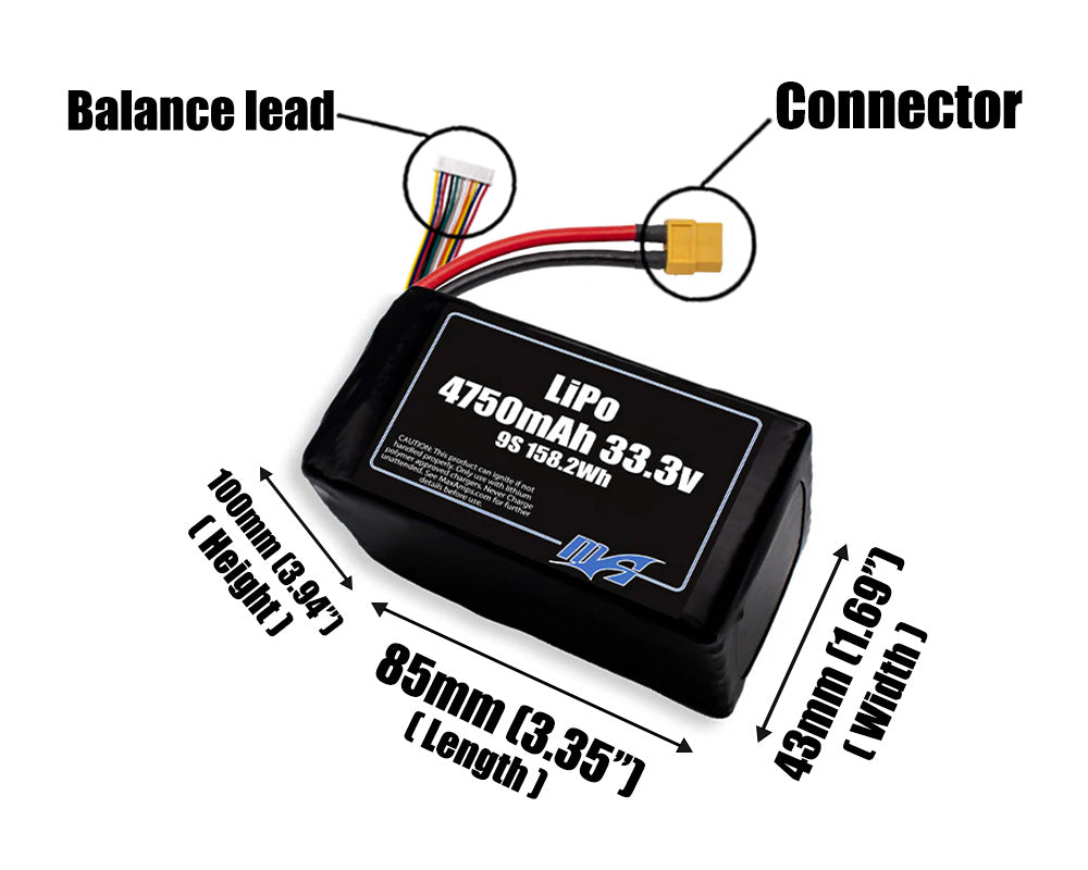 LiPo 4750mAh 9S2P 33.3v Battery Pack